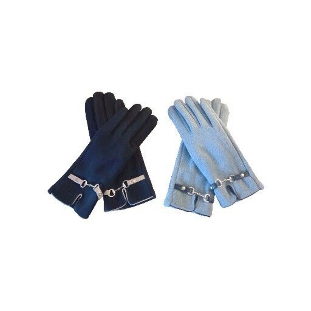 womens gloves cold weather elegant soft fabric strap detail touch phone function